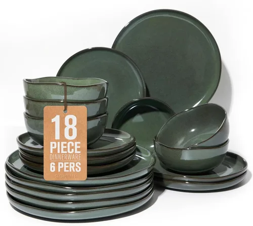 Miniatura 19 de Pokini - Juegos de vajilla de gres para cena, juego de platos y cuencos de cerámica, platos de cocina aptos para microondas y lavavajillas, platos