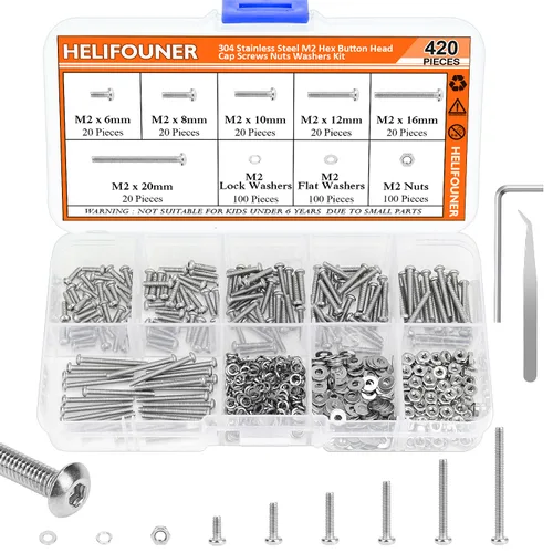 Miniatura 9 de HELIFOUNER 360 piezas M4 x 0.236 in /0.315 in /0.394 in /0.472 in /0.630 in /0.787 in, cabeza de botón hexagonal, tornillos métricos, pernos