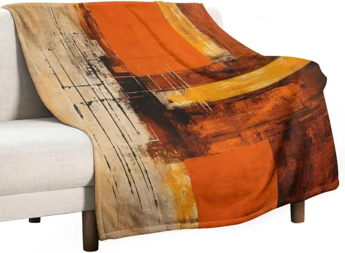 Miniatura 33 de Manta para sofá, manta abstracta rústica naranja y marrón, suave y mullida, manta de felpa acogedora y ligera, vintage, abstracta desordenada