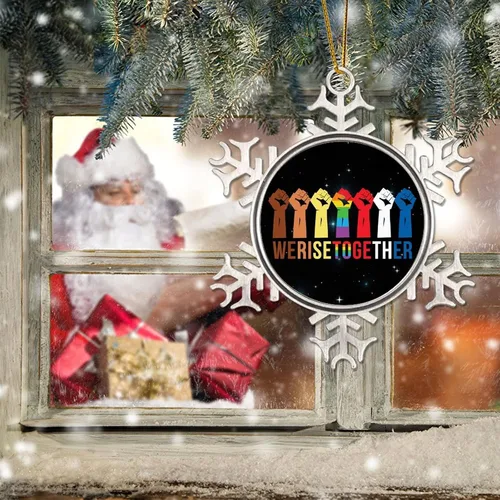 Miniatura 6 de We Rise Together LGBTQ - Adorno colgante para árbol de Navidad, Pansexual, transgénero, LGBTQ, arco iris gay, decoración de árbol de Navidad