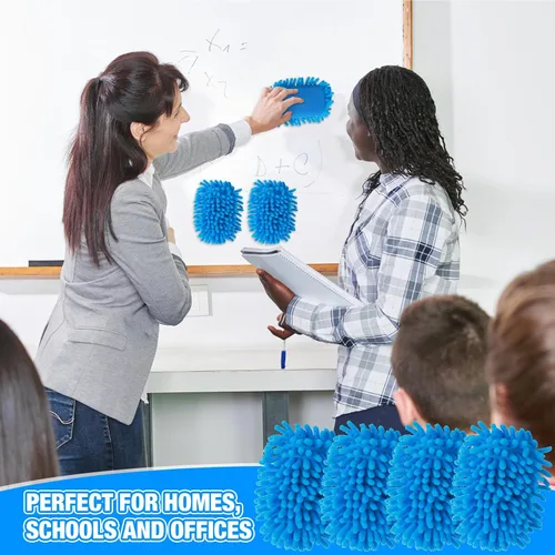 Miniatura 6 de Epakh 4 borradores magnéticos de borrado en seco, borrador magnético de microfibra lavable para uso doméstico y oficina (azul)