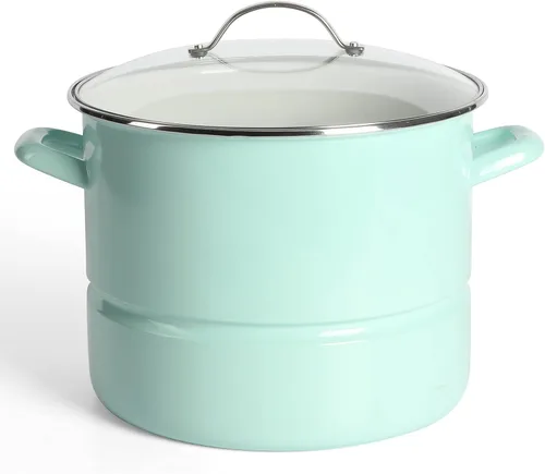 Miniatura 8 de Martha Stewart Thayer Olla de Caldo de 12 Cuartos de Galón Esmaltada sobre Acero Resistente a Rayones con Tapa – Azul Martha – Olla Duradera de Gran