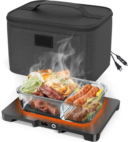 Lonchera eléctrica con calefacción, calentador de alimentos pequeño para hombres y mujeres, mini microondas de viaje portátil, 12 V/24 V/110 V,