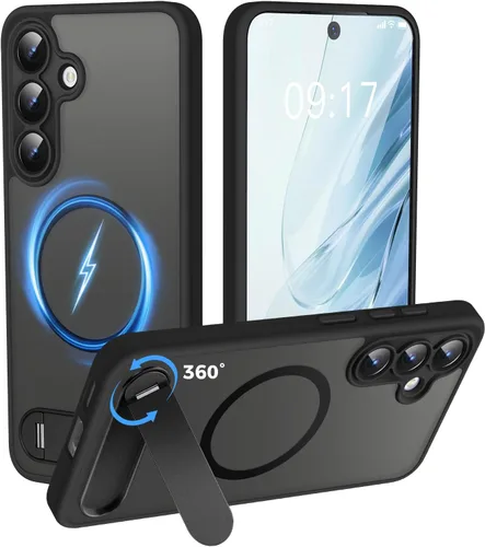 Miniatura 25 de Reukdnv Funda magnética para Galaxy S24 Ultra con soporte de metal duradero, protección contra caídas de grado militar, compatible con MagSafe