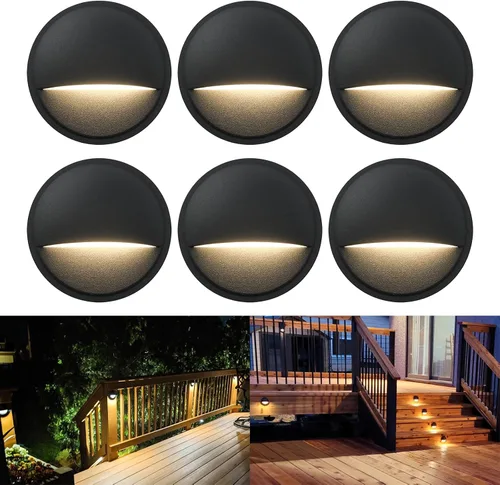 Miniatura 8 de GKOLED Luces LED de Cubierta de Bajo Voltaje, Luz de Barandilla de Escalón de Paisaje con Chips LED Integrados de 2W, Accesorios de Iluminación