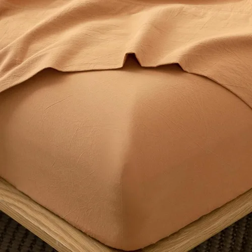 Miniatura 43 de MooMee Sábana bajera ajustable de solo 100% algodón lavado con textura parecida al lino, transpirable, duradera, suave, cómoda, bolsillo profundo