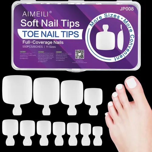 Miniatura 9 de AIMEILI 432 puntas de uñas postizas cortas de almendra, redondas, de cobertura completa, para extensión de uñas de remojo, uñas postizas acrílicas a