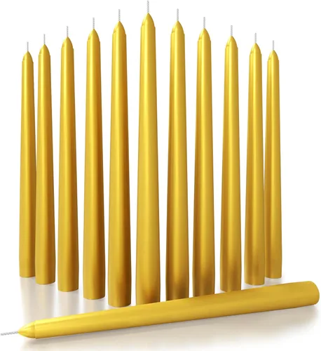Miniatura 40 de CANDWAX Paquete de 12 velas cónicas rojas – Velas rectas sin goteo de combustión lenta sin perfume de 12 pulgadas – Ideal para mesa de comedor – Rojo