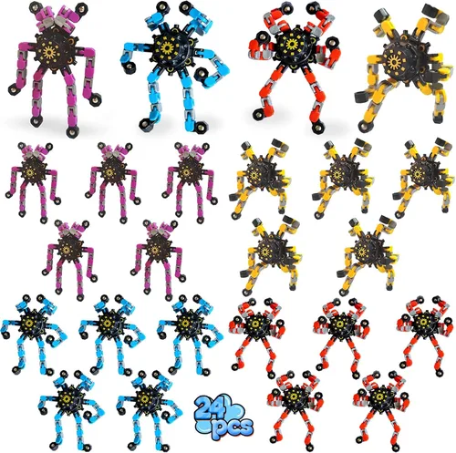 Miniatura 9 de Paquete de 12 juguetes sensoriales divertidos para ansiedad, cadena deformable, robot, giratorios, para aliviar el estrés, giroscopio, regalos