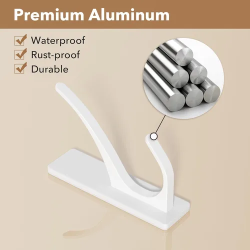Miniatura 6 de Paquete de 4 ganchos autoadhesivos para colgar abrigos, dobles, de acero inoxidable, resistentes, para toallas, mochilas y sombreros, para baño