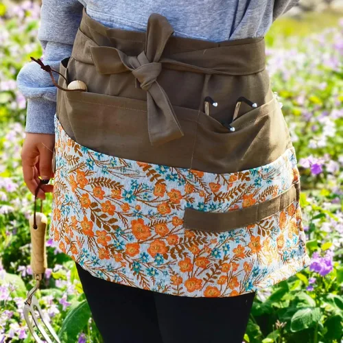 Miniatura 2 de Delantal de jardín para mujer, delantal de servicio lindo, delantal de flora con 8 bolsillos, regalo de San Valentín para mamá, esposa, novia plum