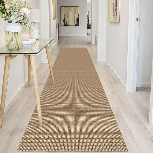 Miniatura 8 de IOHOUZE - Alfombra estilo bohemio para pasillo de cocina, 2.6 x 10 pies, tejida de algodón, para interiores y exteriores, patrón natural de yute