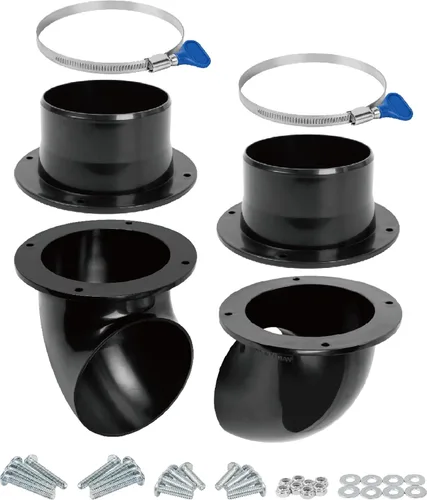 POWERTEC Kit separador de codos y acopladores de recogida de polvo ciclónico 70292V de 4 pulgadas para contenedores de desechos de carpintería, Kit