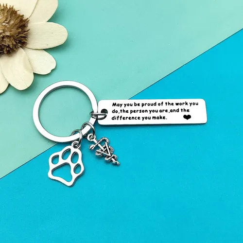 Miniatura 5 de Dabihu Vet Tech Keychain Veterinarian Appreciation Gifts Thank You Gifts for Veterinary Tech Coworker Animal Rescue Gifts