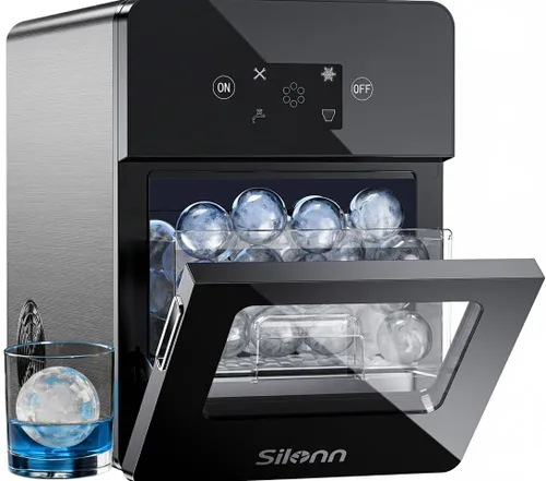 Miniatura 22 de Silonn - máquina de hielo para encimera, máquina de hielo portátil de acero inoxidable con asa de transporte, máquinas de hielo autolimpiables