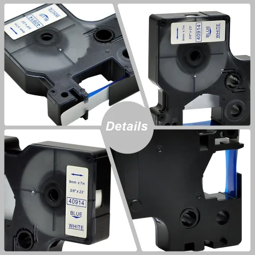 Miniatura 3 de 5PK cinta de etiqueta azul sobre blanco 40914 S0720690 Dymo D1 etiquetadora de 3/8 "0.354 in compatible con Dymo LabelManager 160 210D 280
