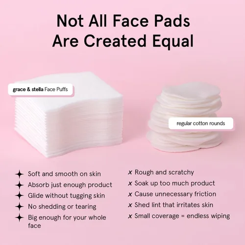 Miniatura 3 de grace & stella Almohadillas faciales para tóner, esencia y máscara de bricolaje (100 unidades) - Almohadillas removedoras de maquillaje suaves y sin