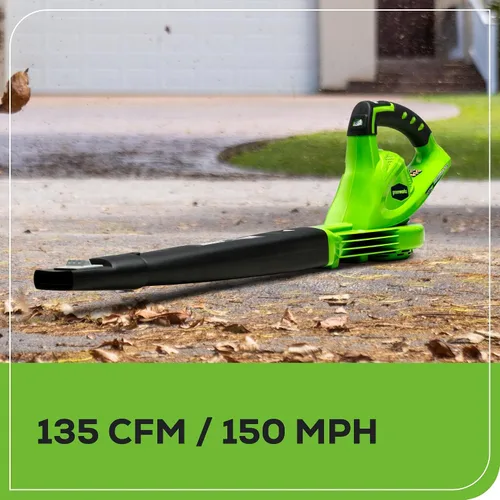 Miniatura 5 de Greenworks Soplador/barredora de hojas de 40 V, 150 MPH / 135 CFM, ligero, silencioso, con batería de 2.0 Ah y cargador, perfecto para el cuidado