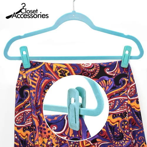 Miniatura 8 de Clips para colgar de terciopelo, paquete de 20 clips para colgar perchas de terciopelo, perchas de terciopelo de material duradero, clips para Azul