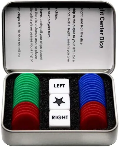Miniatura 6 de Befantasway Juego de dados de centro derecho izquierdo con 3 dados y 36 fichas, color azul