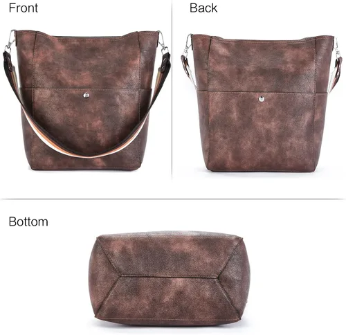 Miniatura 57 de BROMEN Bolsa Hobo para mujer, diseñada con cuero vegano, de hombro, bandolera