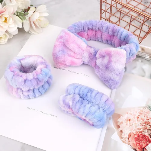 Miniatura 8 de CIEHER 12 PCS Diademas de Maquillaje para Mujeres Muñequeras Bandas de Lavado Scrunchies Puños para Lavar la Cara, Banda de Cabello Suave con Lazo a