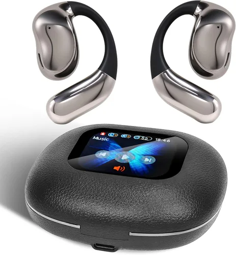 Miniatura 8 de Auriculares de oreja abierta con pantalla táctil, auriculares inalámbricos de conducción ósea Bluetooth 5.4, tiempo de reproducción de 68 horas