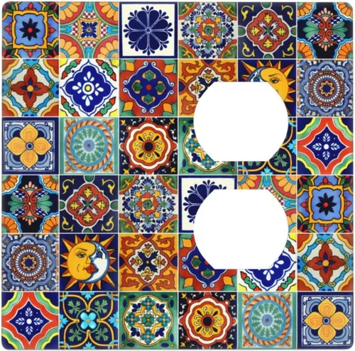 Miniatura 18 de Talavera - Azulejos mexicanos de una sola banda, placas de pared para decorar enchufes eléctricos, placa de interruptor, placa decorativa de pared