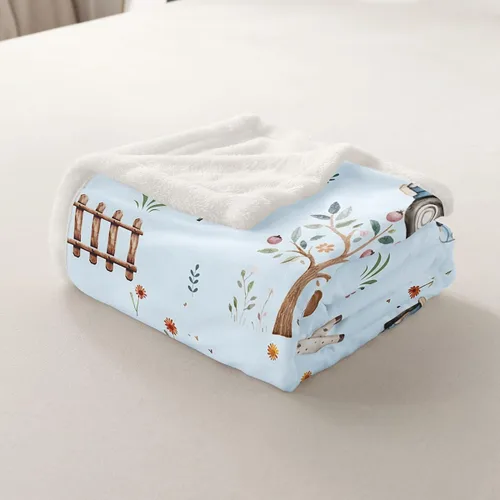 Miniatura 4 de Erosebridal - Mantas de bebé unisex para niños y niñas, mantas de guardería de animales de granja de minky 40x50, manta sherpa con diseño de tractor