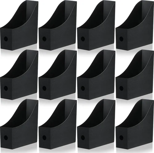 Miniatura 8 de Geyee Paquete de 12 soportes de plástico para archivadores de revistas, organizador de escritorio para revistas, cajas de archivos resistentes