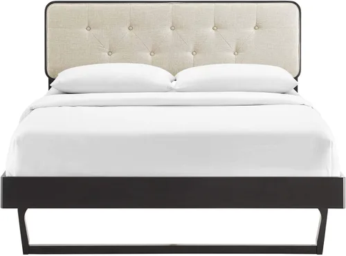 Miniatura 6 de Modway MOD-6643-BLK-BEI Bridgette - Cama de plataforma de madera con marco angular, color negro y beige