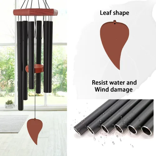 Miniatura 4 de Campanillas de viento para exteriores, campanillas de viento conmemorativas con 6 tubos de metal largos, carillón de viento de condolencia