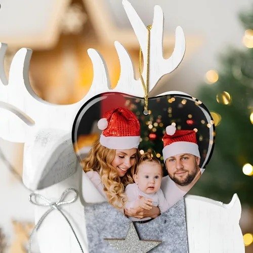 Miniatura 5 de Adornos de Navidad personalizados con foto, adorno de imagen de vidrio personalizado con nombres, decoración de cristal de árbol de Navidad, regalo