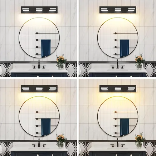 Miniatura 8 de Accesorios de iluminación de tocador de baño sobre espejo (3 luces, 5CCT, regulable) modernos accesorios de iluminación LED de pared de baño, negro