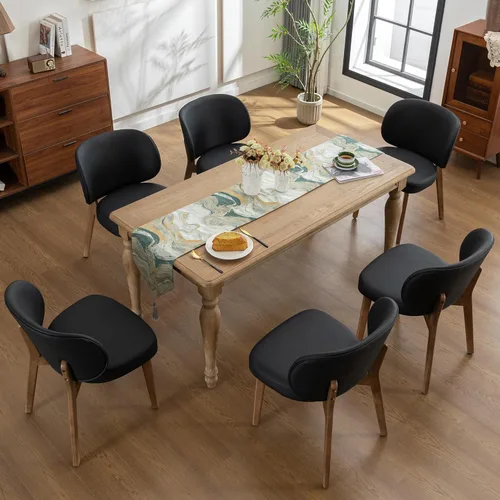 Miniatura 30 de YOUNIKE Silla de comedor con respaldo alto, silla única de cocina estilo moderno de mediados de siglo, silla acentuada sin brazos de tela bouclé