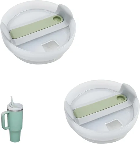 Miniatura 13 de Paquete de 2 tapas para vaso de 40 onzas compatibles con Stanley Quencher, cubiertas de vaso de acero inoxidable a prueba de derrames y resistentes