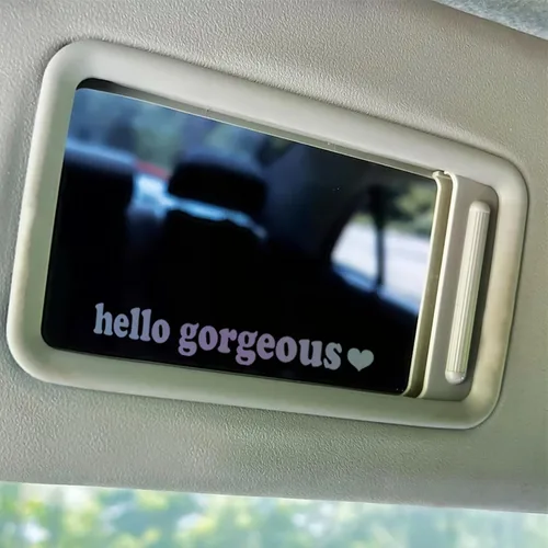 Miniatura 2 de 3x Pegatina para espejo retrovisor de «Hello Gorgeous», accesorio holográfico para coche para mujeres, calcomanía de color láser para vaso
