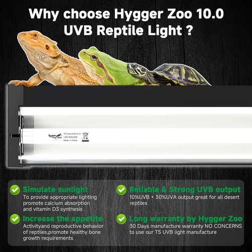 Miniatura 3 de T5 UVB - Lámpara de luz para reptiles cuadrada HO UVB Kit de iluminación de bombilla 10.0 UVB para reptiles, terrario, fluorescente, barra de luz