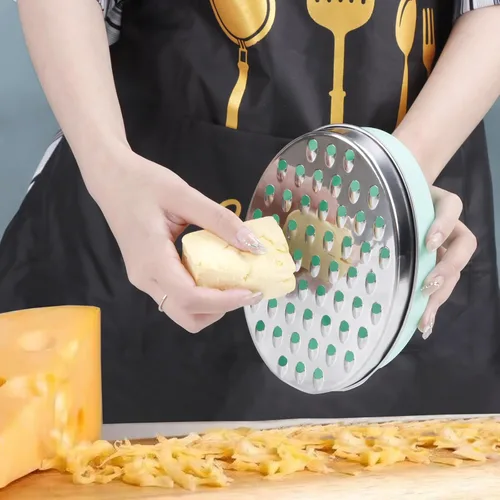 Miniatura 3 de Rallador de queso cítrico y limón con recipiente de almacenamiento de alimentos y tapa, perfecto para queso parmesano duro o cheddar suave, Verde