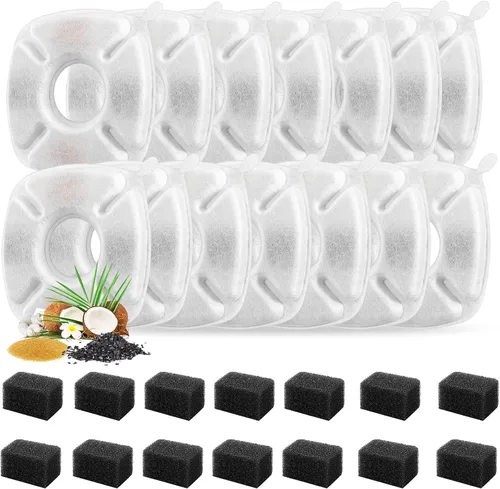 Miniatura 10 de 8 piezas de filtros de repuesto para fuente de gato, 4 paquetes de filtros de repuesto para fuente de agua para gatos con 4 paquetes de esponjas