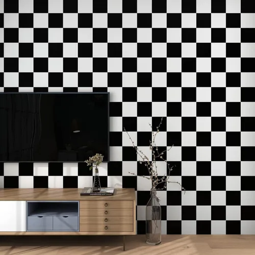 Miniatura 4 de Decotalk Papel Tapiz a Cuadros Despegar y Pegar para Salpicadero de Cocina Papel de Pared Blanco y Negro Decoración de Tablero de Ajedrez