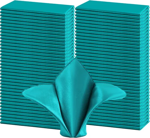 Miniatura 8 de 50 servilletas de tela de satén color burdeos, servilletas cuadradas de 20 x 20 pulgadas, servilletas de mesa de tela suave y lisa, servilletas