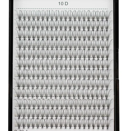 Miniatura 6 de Bodermincer Bandeja grande de rizo D, 12 filas, 240 paquetes de extensiones de pestañas en racimo 10D, pestañas postizas de volumen ruso natural