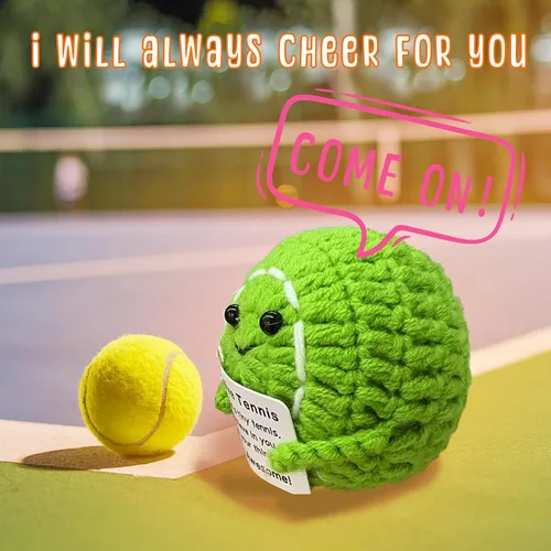 Miniatura 3 de Mini Pelota de Tenis Divertida de Ganchillo, Regalos para Amantes del Tenis, Regalos de Cumpleaños para Hombres y Mujeres Jugadores de Tenis, Apoyo