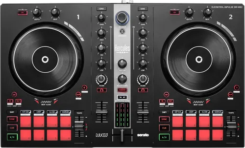 Hercules DJControl Inpulse 300 MK2 - Controlador USB DJ - 2 cubiertas con 16 almohadillas y tarjeta de sonido integrada