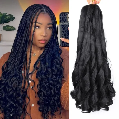 Miniatura 76 de Cabello rizado francés para trenzar de 12 pulgadas, 8 paquetes de cabello rizado preestirado para trenzas de caja, rizos franceses, trenzas