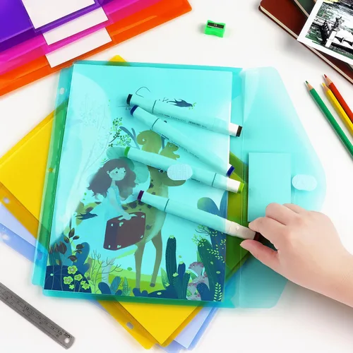 Miniatura 7 de Tamaki Paquete de 6 bolsillos para carpeta, carpetas de plástico con etiqueta, organizador para carpeta, separadores para carpeta con bolsillos