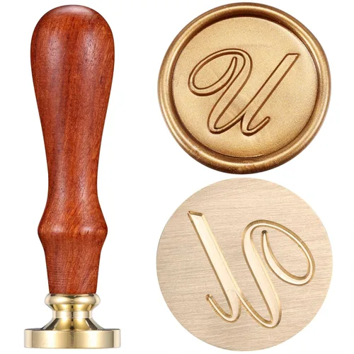 Miniatura 18 de Yoption - Sello de cera con diseño de letra del alfabeto y cabeza de latón retro, sello clásico
