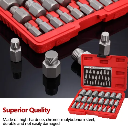 Miniatura 5 de Juego de 25 extractores de tornillos, extractores de salida fácil de múltiples splines CR-MO para quitar pernos rotos, pernos, tornillos de enchufe