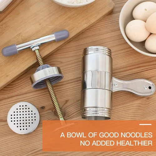 Miniatura 7 de Prensa manual de fideos de acero inoxidable, manivela de mano, máquina de prensa de masa de fettuccine para fideos, máquina de pasta con 5 moldes